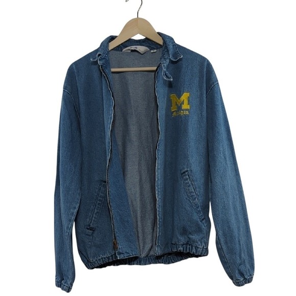 Vintage Chalk Line Denim Jean Jacket Embroidered University of Michigan Large - Picture 15 of 15